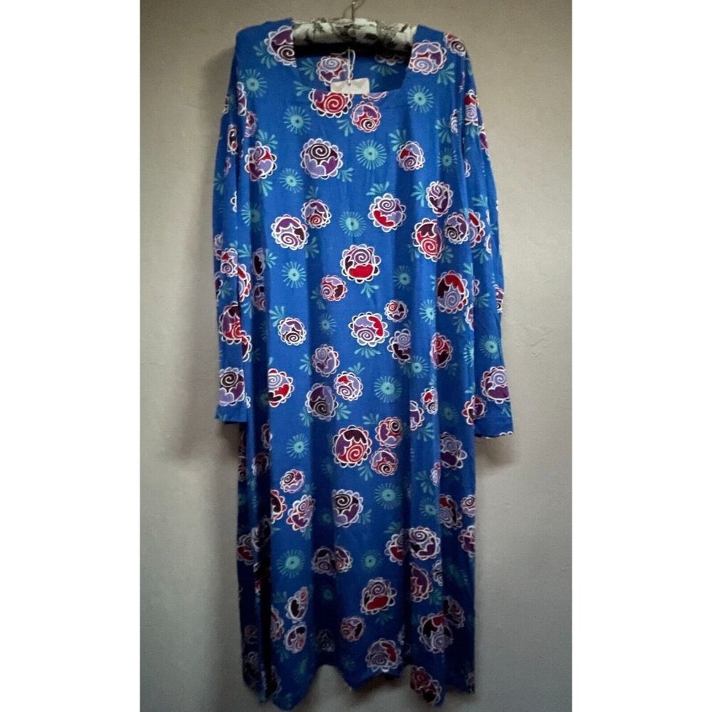 Gudrun Sjödén Square Neck "Maya" Lyocell Blend Jersey Dress Medium Blue New $98